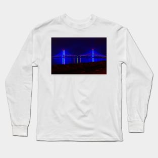 Indian River Bridge Night Expressionism Long Sleeve T-Shirt